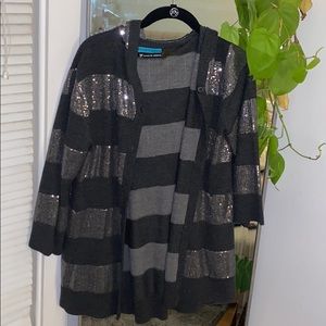 Alice + Olivia Sequence cardigan silver and gray